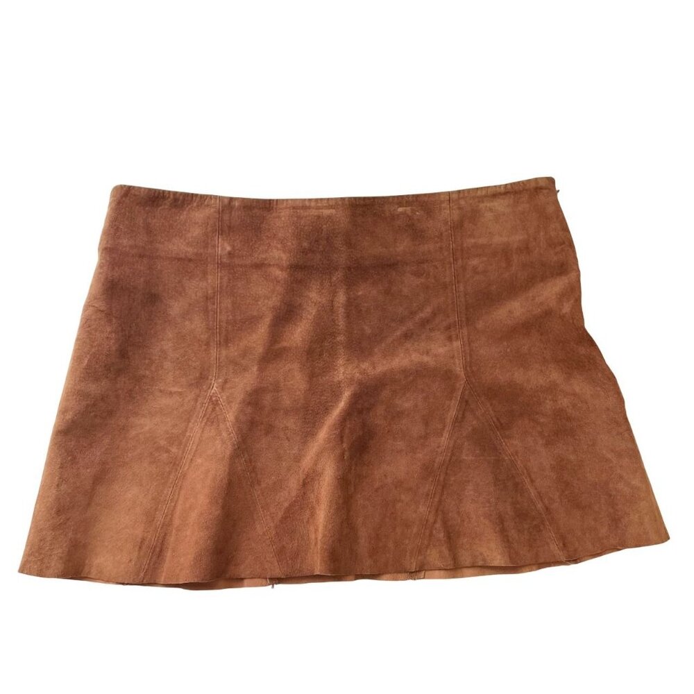 Kookai Brushed Pigskin Leather Mini Skirt Y2K‎ - Size 42, US 10